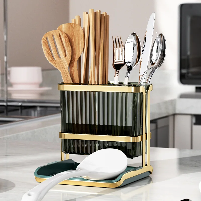 Plastic Kitchen Utensils Holder With Metal Frame Countertop Wall