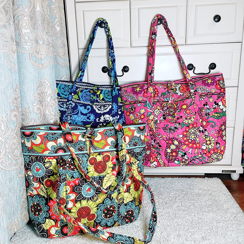 VB pure cotton rare pattern women's shoulder bag with large capacity foldable beach bag