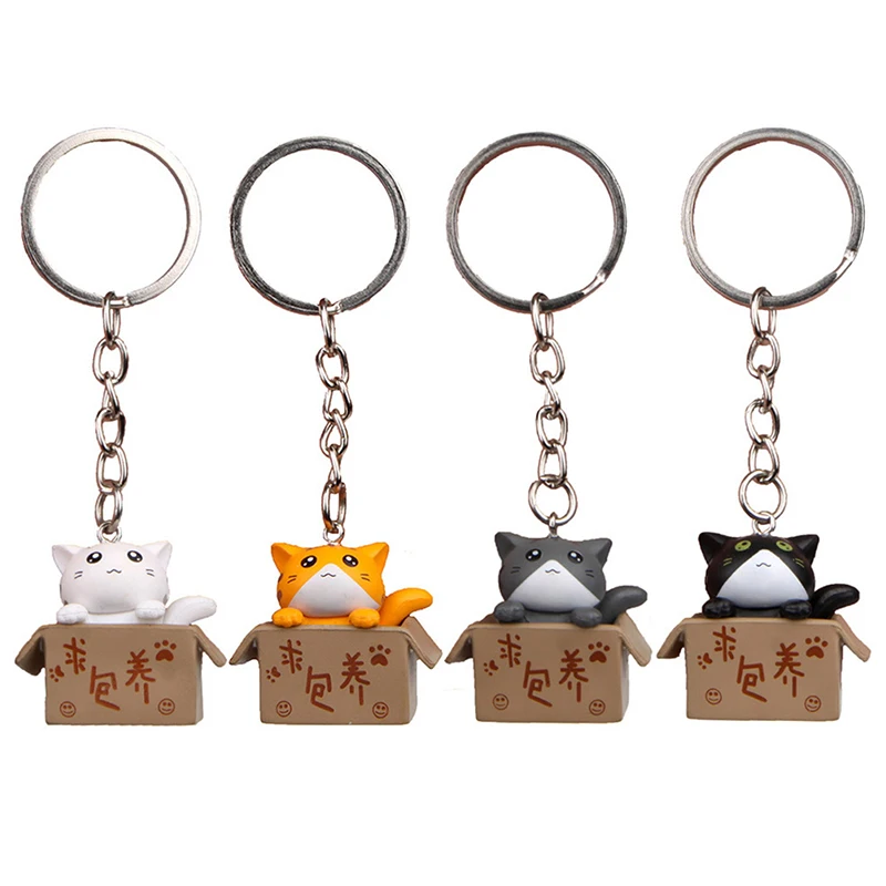 

Colorful Creative Personality Cute Little Cat Box Keychain For Women Men Kawaii Keychain Fashion Letter Keychain Jewelry
