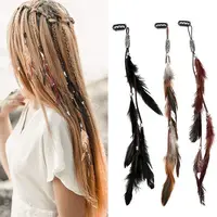 Pinces à cheveux en plumes colorées pour femmes, ULà cheveux, bande de sauna, coiffure fantaisie, fête, mode, extension de cheveux en plumes 1