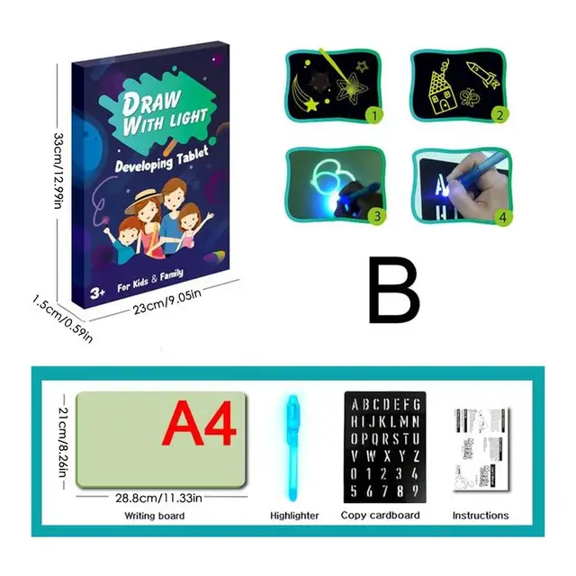 LED Light Drawing Pad Drawing Board For Kids Reusable Doodle Board Portable Learning Educational Toys Toddler LED Drawing Board 6