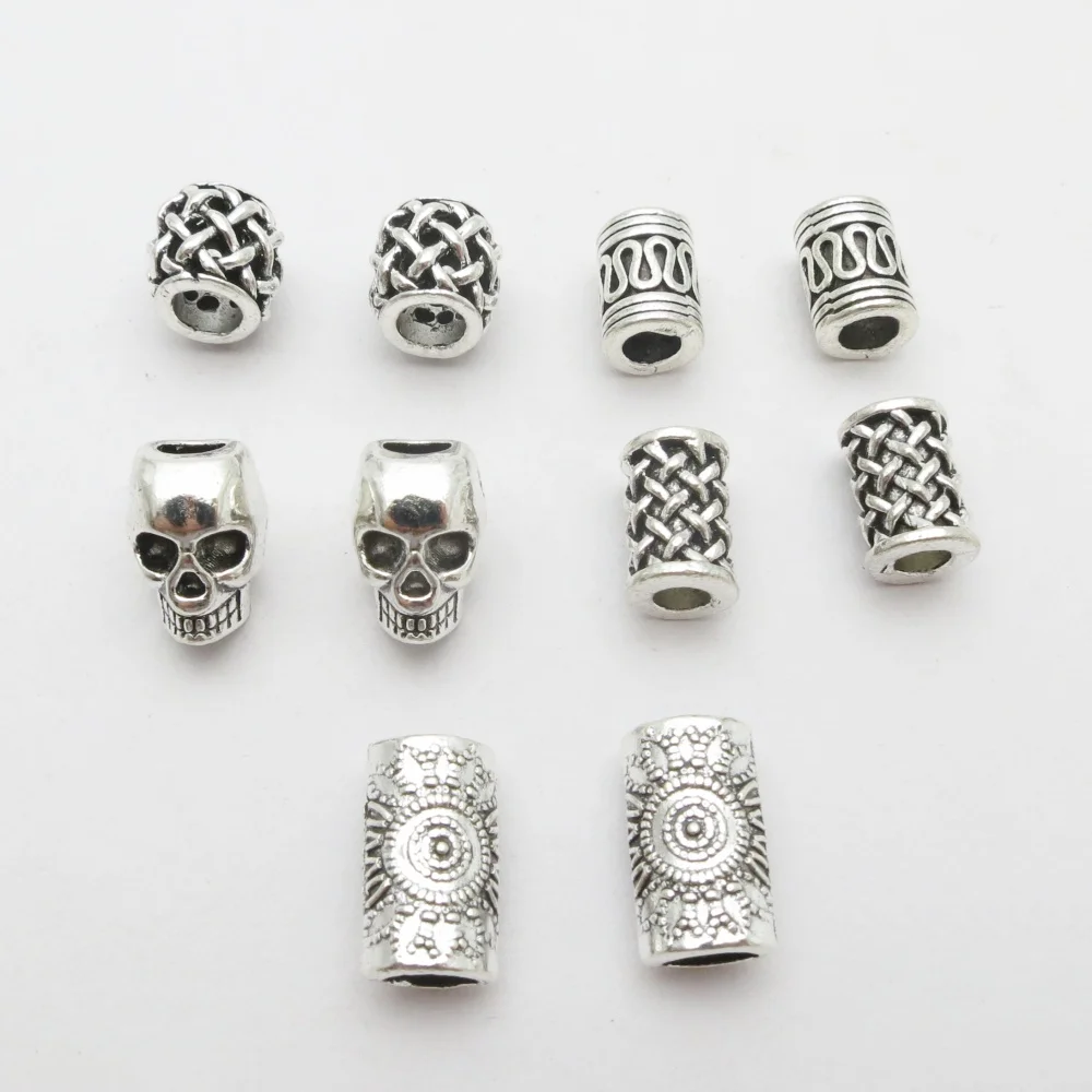 Skull Helmet Viking Beads 10pcs Small Hole Hair Braid Dreadlock Beard Bead Pendant DIY Necklace For Jewelry Accessory