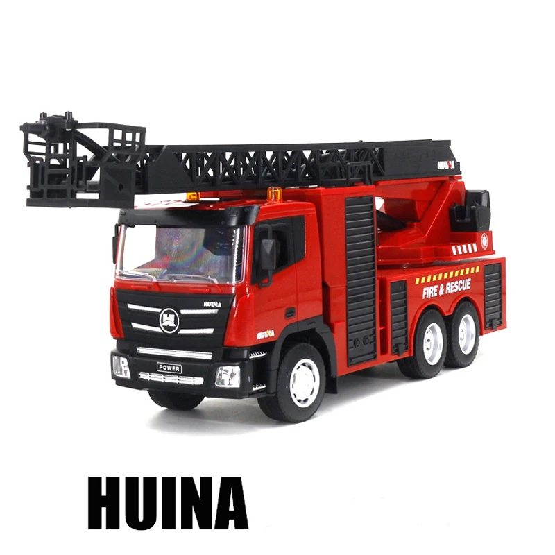 Huina New Product 1361 Remote Control Engineering Vehicle 1:18 Nine Channel Half Alloy Toy Electric Fire Truck Model