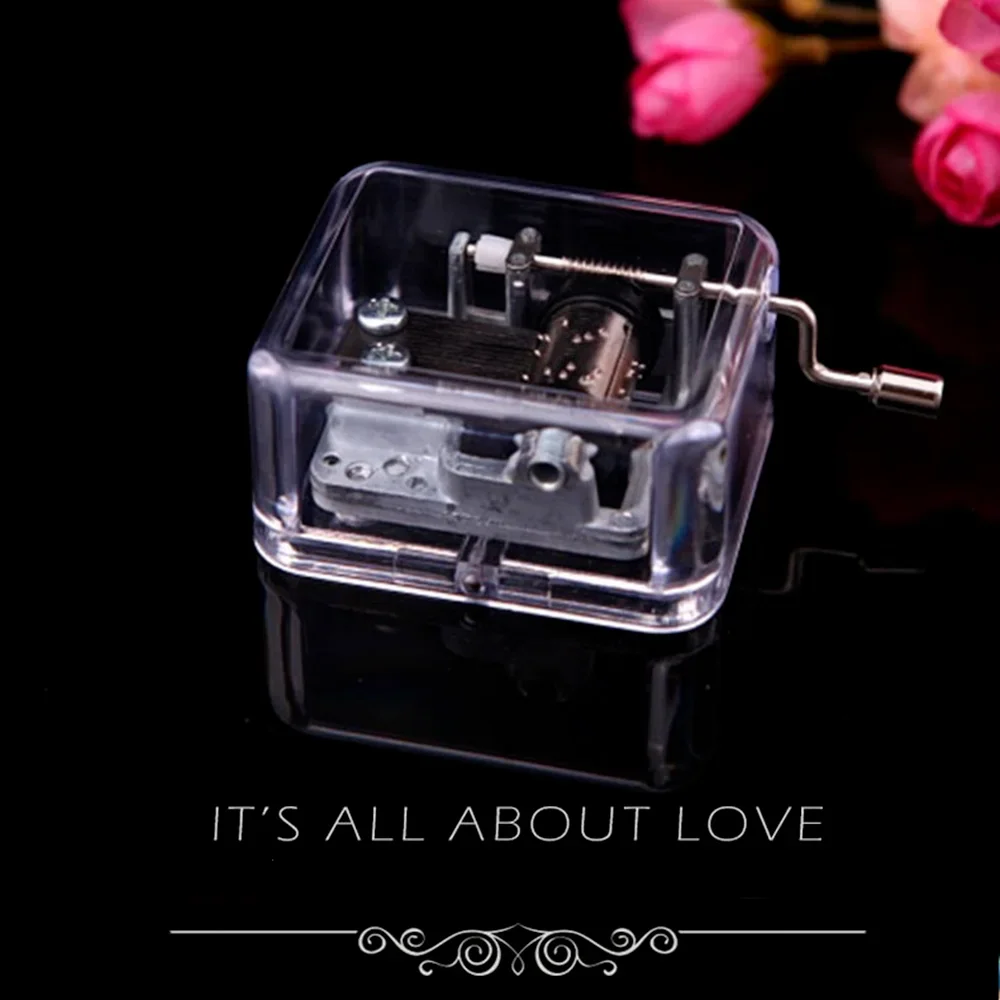 Music Box Hand Operated Acrylic Creative Crafts Ornaments Hand Movement Birthday Gifts Women Boyfriend Music Home Decoration