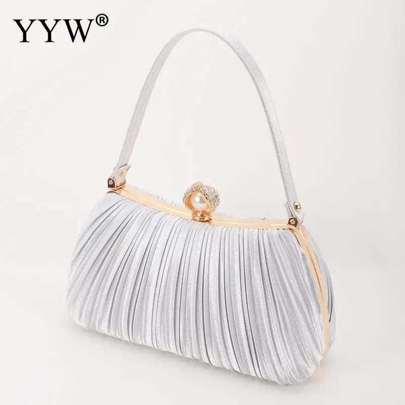 Luxury Black Pleat Evening Bag Handbags Banquet Clutch For Female Crossbody Chain Bags Formal Cocktail Party Handbag and Purse