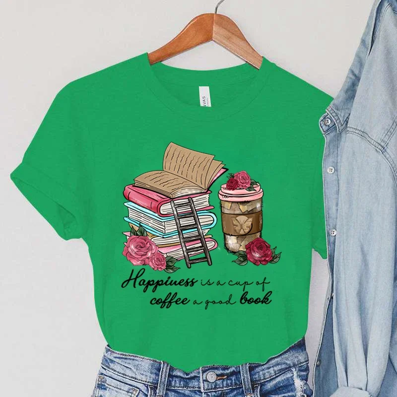 Beopjesk Women's Book Lover T-Shirt - Cute Reading Graphic Tee - Short Sleeve Casual Top - Green, Medium - View #3