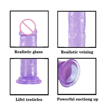 Realistic Dildo Anal Masturbator Sex Toys for Couples Crystal Jelly Dildo Suction Cup Penis Thrusting Dildo Phalos for Women Gay 6