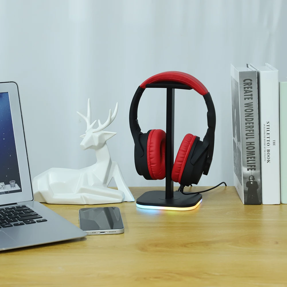 RGB Gaming Headphone Stand Headset Desk Display Holder LED Base/USB