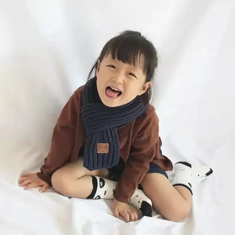 Children Winter Autumn Knitted Scarf Keep Warm Solid Candy Colors Baby Girls Boys Kids Neck Gaiter