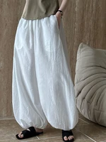 Oversized Bloomers 2025 New Summer Elegant Fashion Women Lantern Pants Casual Loose Breathable Cotton Wide Leg Pants 1