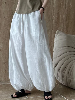 Oversized Bloomers 2025 New Summer Elegant Fashion Women Lantern Pants Casual Loose Breathable Cotton Wide Leg Pants 1