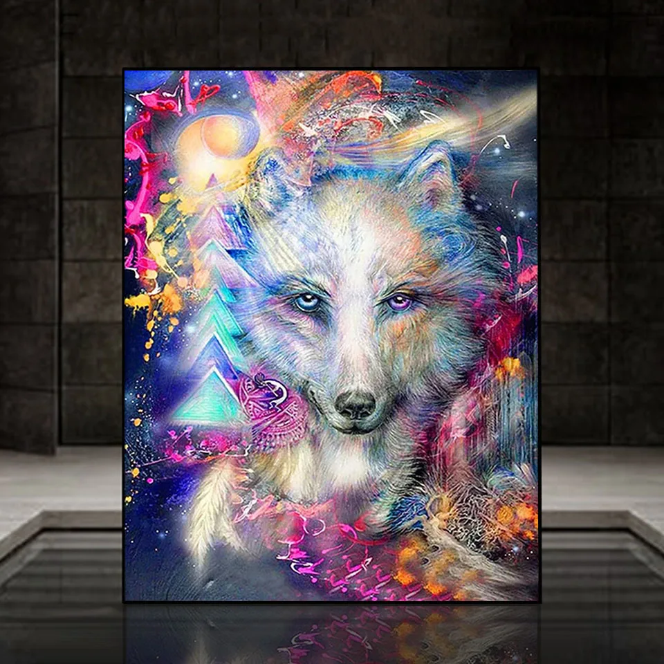 

Wolf Picture DIY 5D Diamond Painting Kits Full Drill Animal Diamond Mosaic Hand Inlaid Rhinestones Embroidery Home Decor Gift