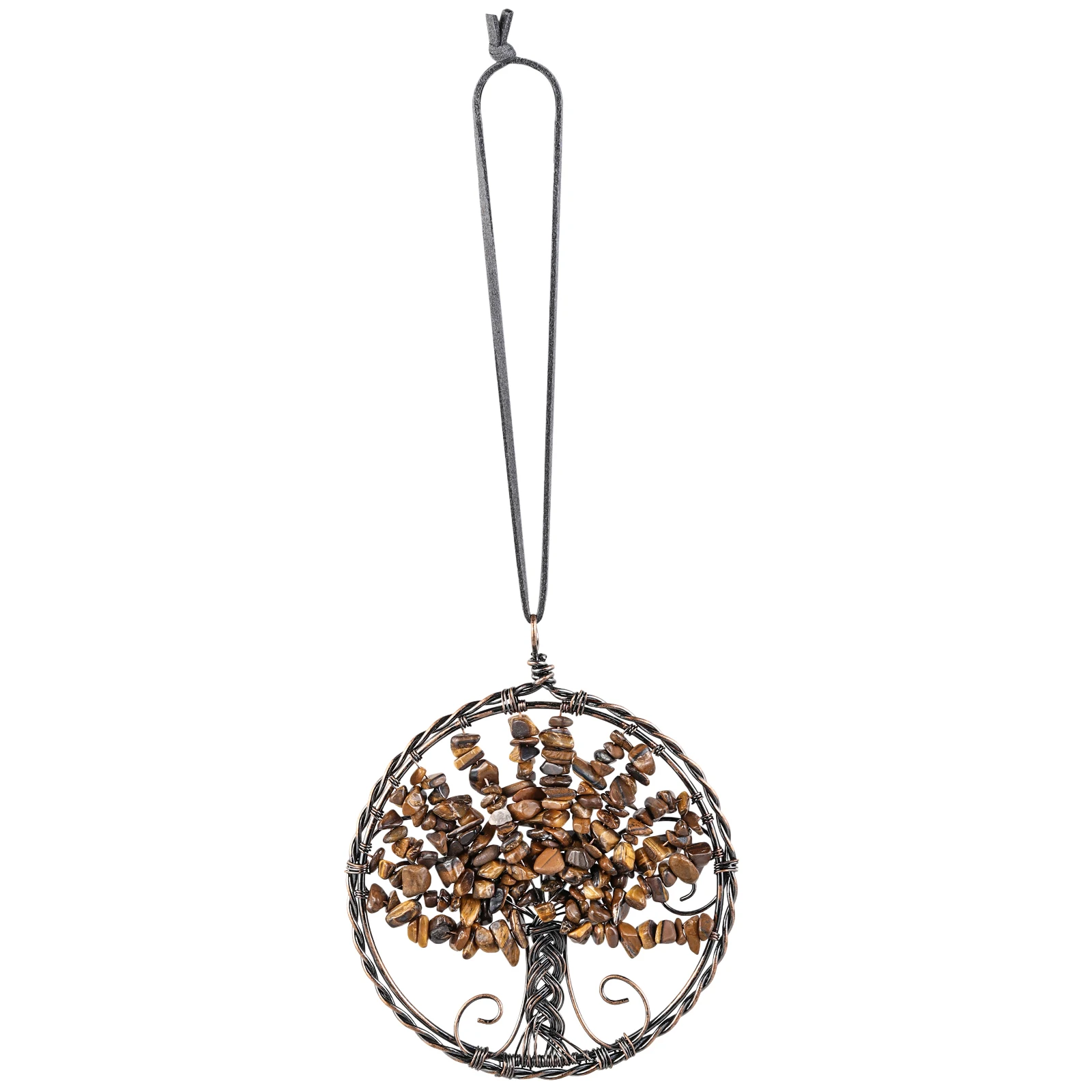 TUMBEELLUWA Tree Of Life Wind Chimes Natural Crystal Gravel Mineral Window Car Wall Hanging Ornaments Home Room Decor