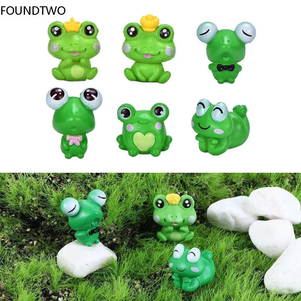 

6Pcs Mini Animal Frog Figures Statue Frog Miniatures DIY Resin Crafts Bonsai Terrarium Fairy Garden Dollhouse Figurine Decor