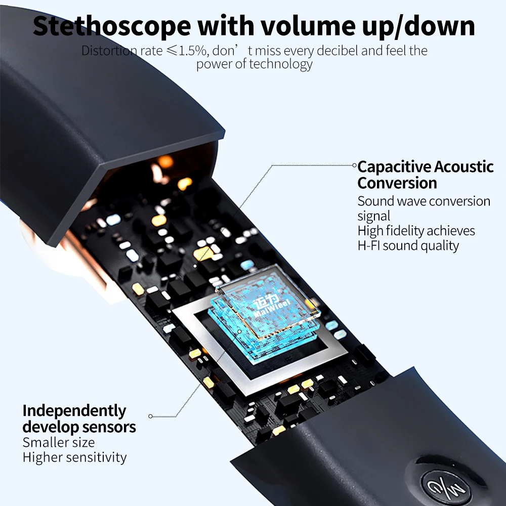 Medical Stethoscope Digital Medical Bluetooth Electronic Stethoscope 40 Times Magnification App Recordable For Doctors Nurse Health Care