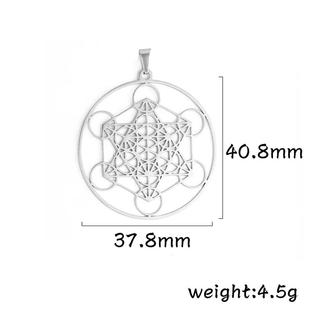 Sacred Geometry Archangel Metatron Cube Stainless Steel Charm Pendants