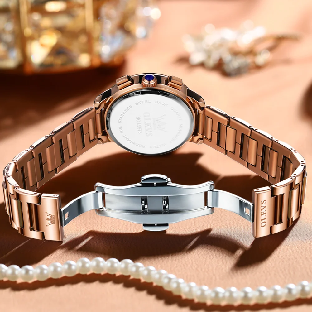 New OLEVS Luxury Women Watch Top Brand Fashion Waterproof Stainless Steel Ladies Quartz Wristwatch Montre Femme Beautiful