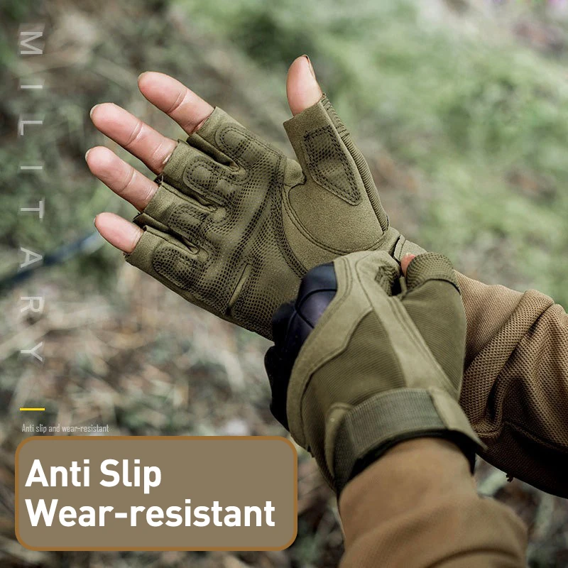 Summer Half Finger Tactical Gloves Men Reinforce Palm Protective Durable Anti-slip Military Hunting Cycling Fingerless Gloves cycling gloves fingerless gloves tactical gloves
