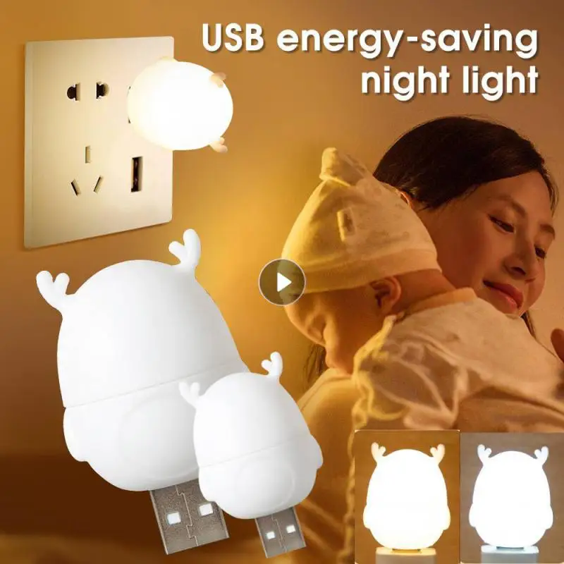 

1pc USB Plug Lamp Mini Night Light Gift Computer Mobile Power Charging Small Book Lamps LED Eye Protection Square Reading Light