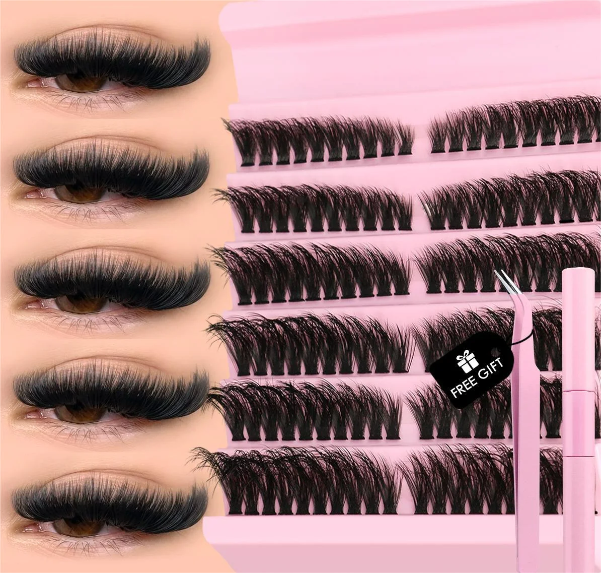 Lash Extension Kit GROINNEYA Eyelash Extension Kit 10 18mm Natural Fluffy