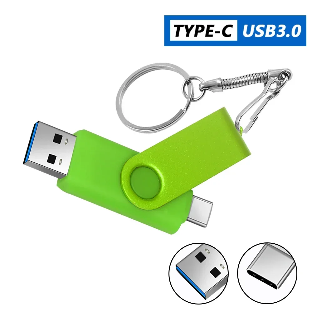 USB Flash Drive Flash Drive Type C Pendrive Fashion rotation Type-C Usb Flash Drive 128GB 64GB Pen Drive 256GB Pendrive 32GB 16GB 2 IN 1 Memoria Usb Stick Type C 3.0