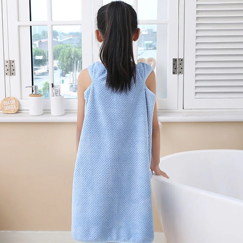 Girls' Summer Pineapple Plaid Thickened Bathrobe Quick-drying Absorbent Bath Towel Can Be Wrapped and Worn Shower Skirt