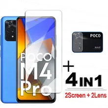 Protecteur d'écran pour POCO M4 Pro 4G, verre trempé transparent à colle complète pour objectif Xiaomi M4 X4 Pro=