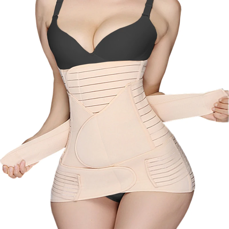 Postpartum Girdle Waist Trainer Belt 3 in 1 Belly Sheath Wrap Modeling Strap Tummy Control Corset Shapewear Slimming Body Shaper backless shapewear Shapewear