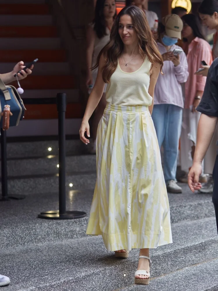 تنانير نسائية غير رسمية جديدة بتصميم هندسي مطبوع،...