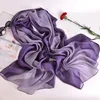 Luxury Gradient Silk Scarf Women Brand Solid Femme Shawls Wraps Mulberry silk Bandana Head Cheveux Fashion Lady Wedding Poncho 1