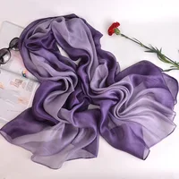Luxury Gradient Silk Scarf Women Brand Solid Femme Shawls Wraps Mulberry silk Bandana Head Cheveux Fashion Lady Wedding Poncho 1