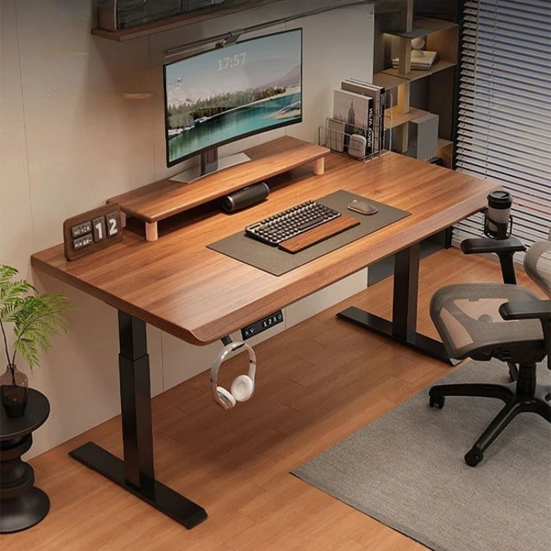 Solid Wood Electric Adjustable Computer Desk Home Office Study Table Gaming Smart Workstation Desk Writing Table Design Style