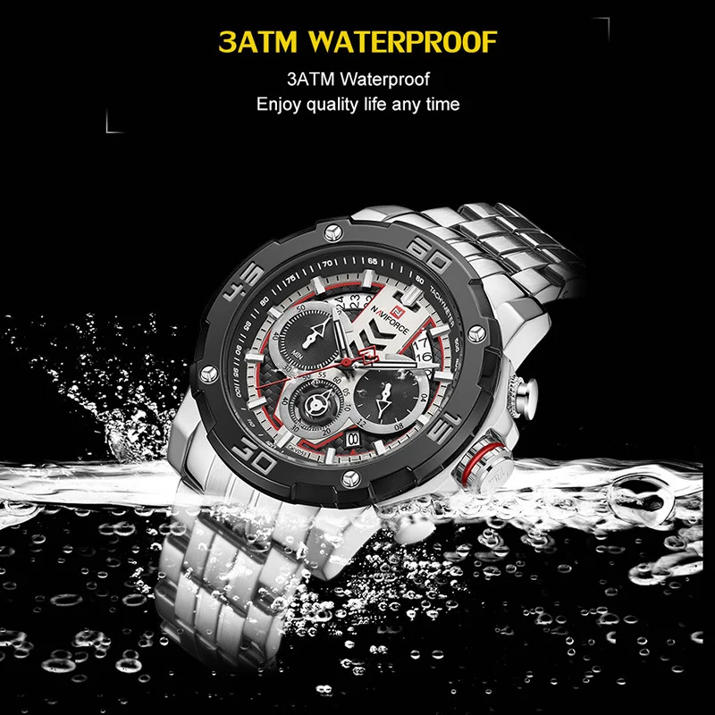 Quartz Watch For Men Top Brand Sport Luxury Luminous Chronograph Waterproof Clock Stainless Steel Men Watch Reloj Hombre NF9175