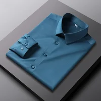 Chemise à manches longues pour hommes, couleur unie, décontractée, résistante aux rides, confortable, polyvalente, toutes saisons, nouvelle collection 3