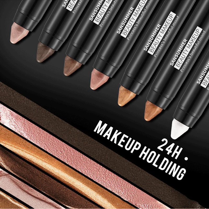 Description Picture 5 of itemSmoky Dark Brown Eyeshadow Pencil Stick Waterproof Pearlescent 7 Colors Metallic Glitter Eye Shadow Highlighter Pen Makeup Tool