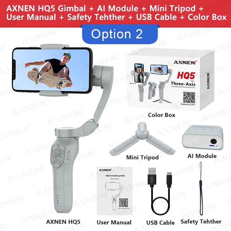 AXNEN HQ5 Gimbal 3-Axis Handheld Stabilizer for Cell Phone