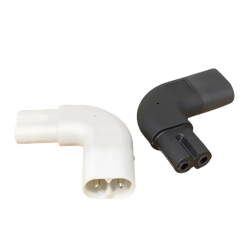 Right Angled IEC 320 C7 Female To C8 Male 2-Pin AC Power Plug Converter Adapter White/Black
