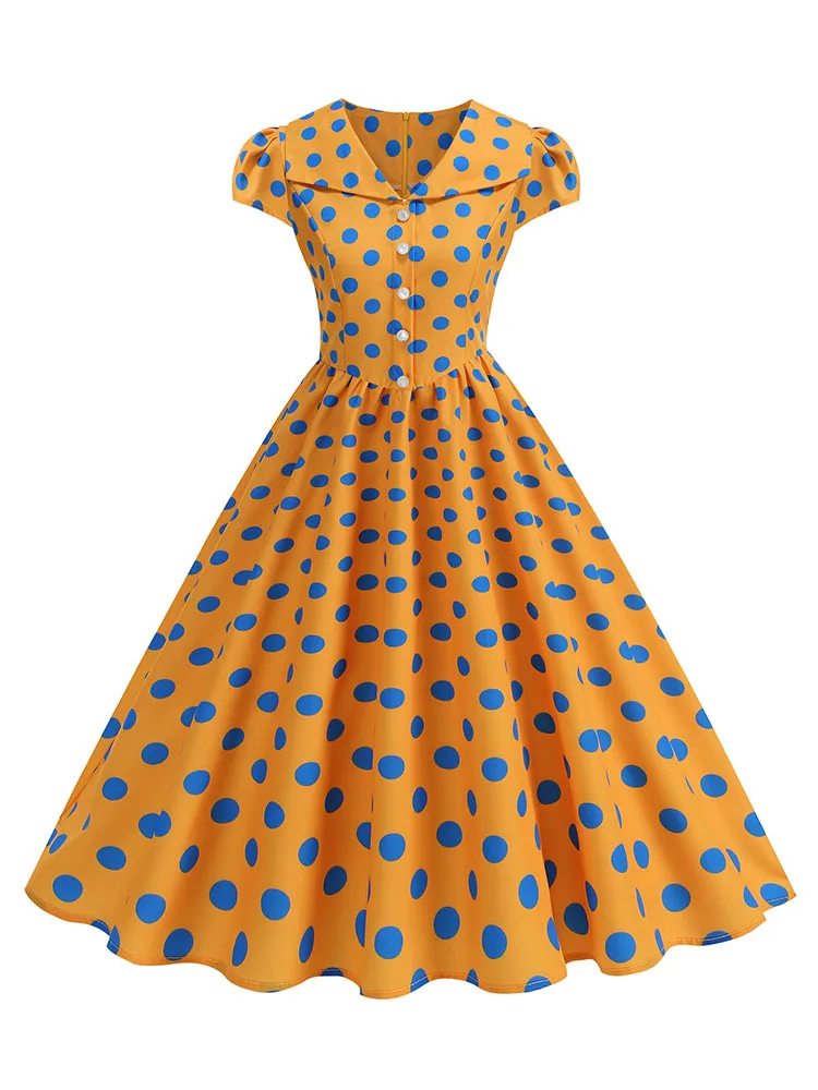 Women's Polka Dot Summer Dress 50s Retro Vintage Peter Pan Collar A-Line  Outfit for Party And Daily Wear - AliExpress 200000345
