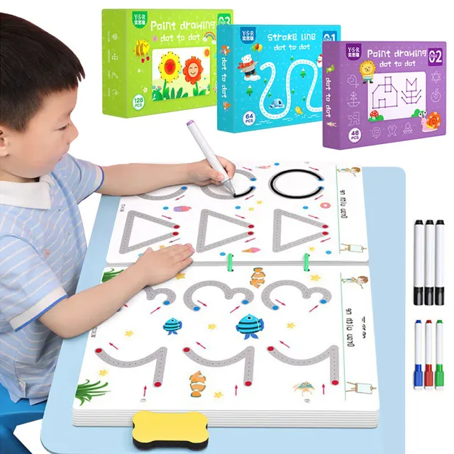 Montessori Math Learning Children Toys Drawing Tablet Pen Control Hand Training Shape Math Match Games Set Educational Toy Books 1