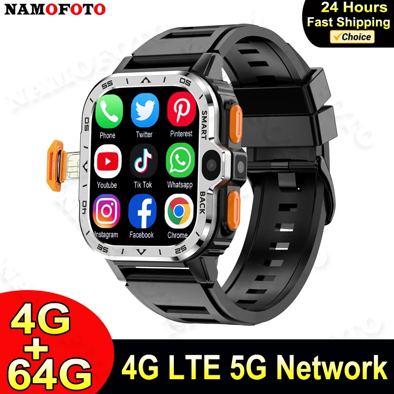 

2024 New Android Smart Watch Men 16G 64G ROM Clock Dual Cameras NFC Access Control Wristwatch 2G 4G SIM Card GPS WIFI Smartwatch