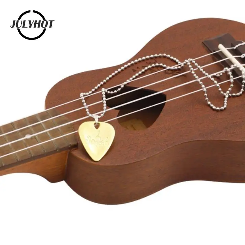 1pc Guitar Pick Necklace Metal Acoustic Electric Guitar Bass Pick With Chain Musical Instruments Accessories Guitar Picks