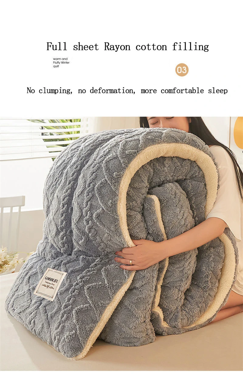 New Super Thick Winter Warm Blanket for Bed Artificial Lamb Cashmere Weighted Blankets Soft Comfortable Warmth Quilt Comforter