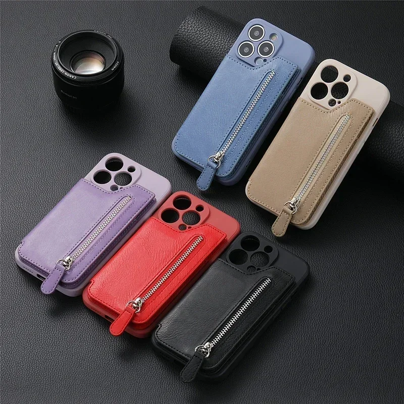 Leather Zipper Wallet Phone Case Cover