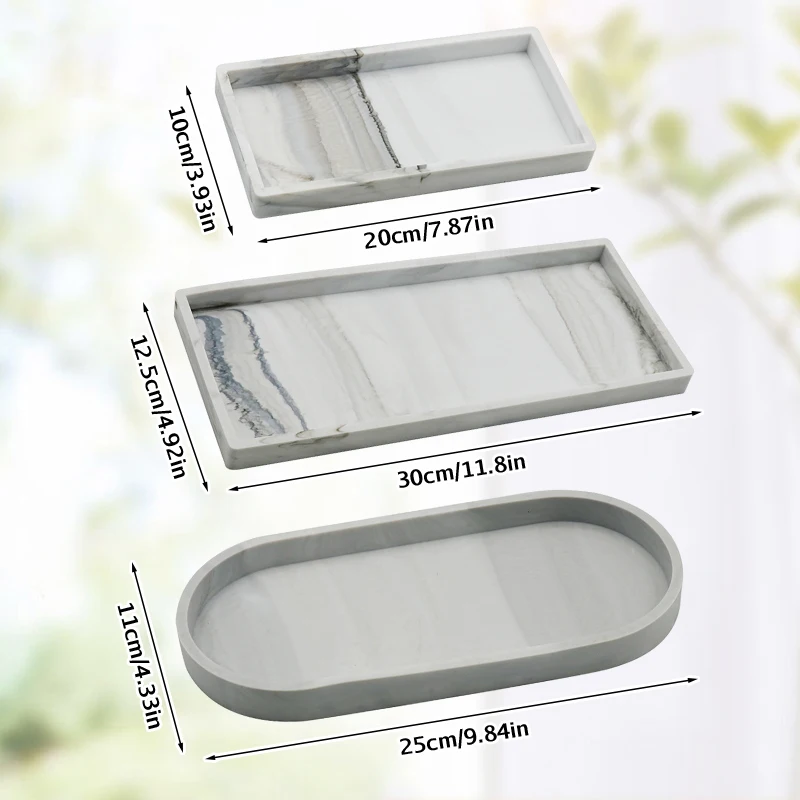Silicone Bathroom Counter Tray Thickened Kitchen Living Room Vanity Tray Shatterproof Durable Rectangle Soap silicone bathroom tray