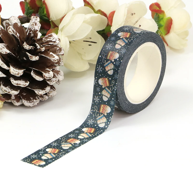

NEW 1PC 10M Decorative Glove and Snowflake Christmas Washi Tape for Gift Wrap & Journal Masking Tape Cute Stationery