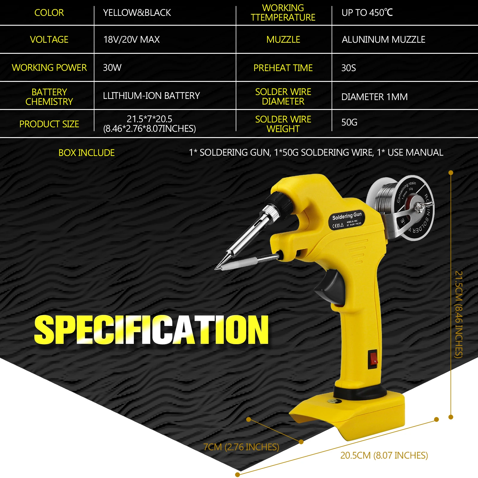 30W Cordless Soldering Iron Kit for Dewalt 20V Li-ion Battery 30s Quick Preheat Electric Welding Gun Repair Tool (No Battery) 6