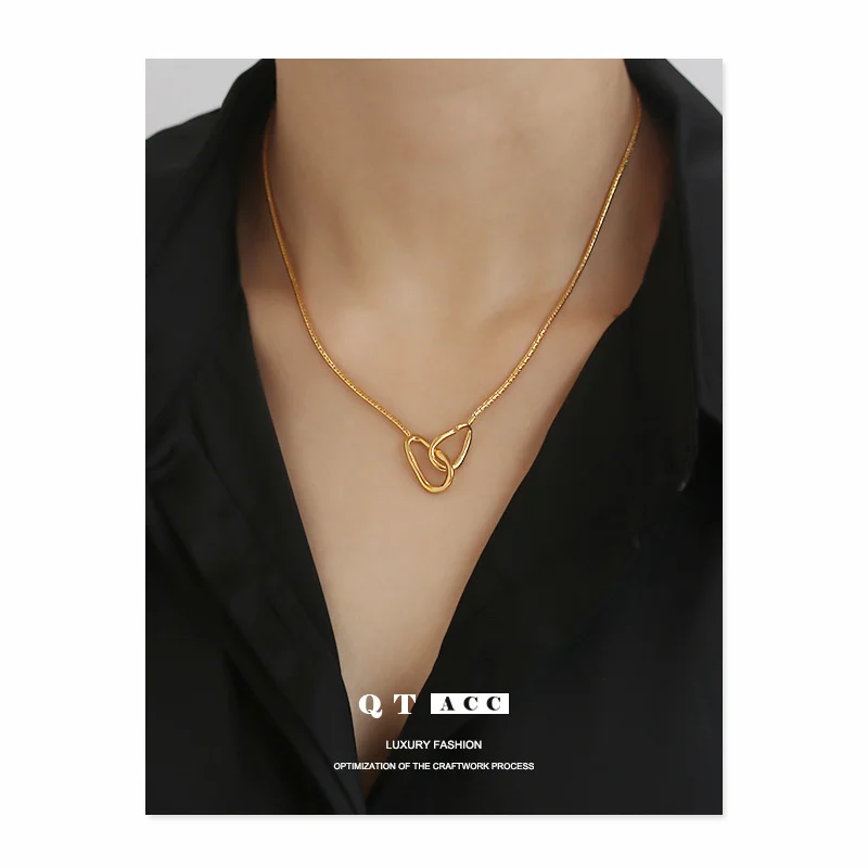 

High color retention brass electroplated genuine gold/platinum ins minimalist design, elegant and necklace for women