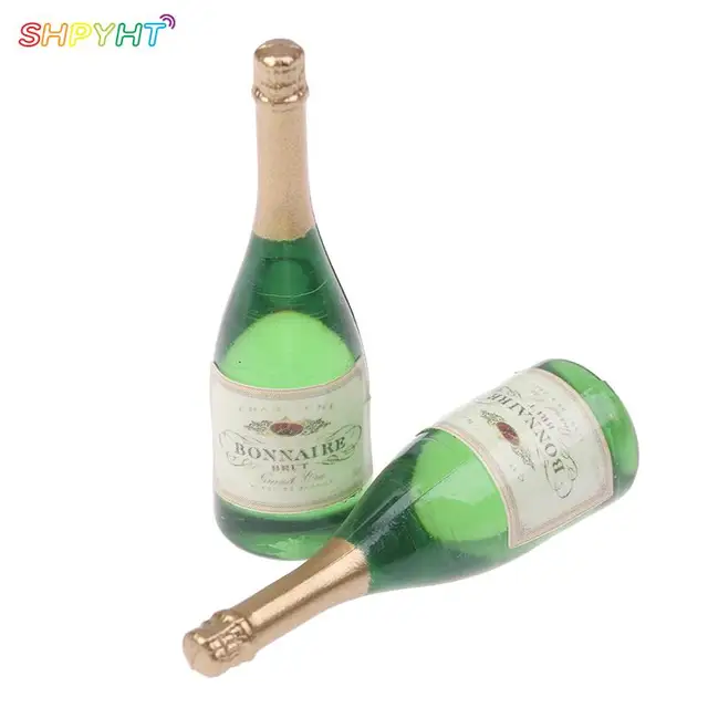 2pcs Dollhouse Miniature Vitreous Champagne Bottles Glass Liquor Bottles Mini Wine Drink For Barbies Blyth Dolls Kitchen Toy 6