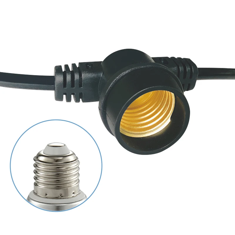50m outdoor cable with 25pcs E27 lamp holder for grow light 2 cores PVC Sheathed Electrical Cable