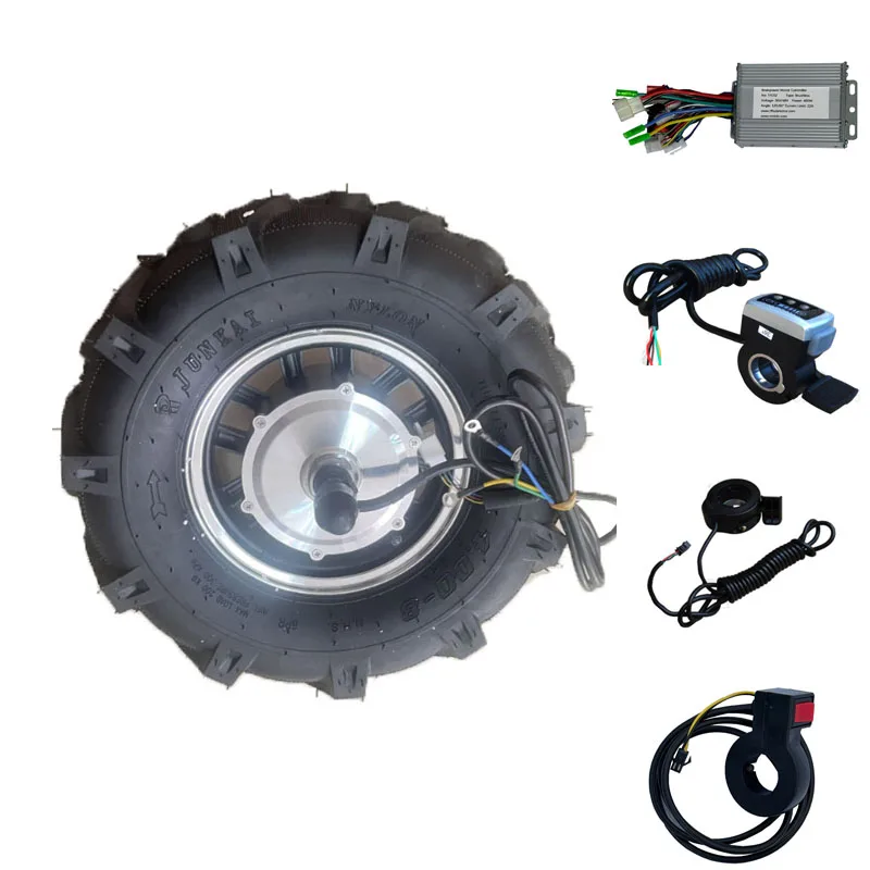 Electric Wheelbarrow Hub Motor Kits 16Inch 24V/36V/48V 500W/800W/1200W High Torque Dc Brushless Motor Controller Brake Throttle